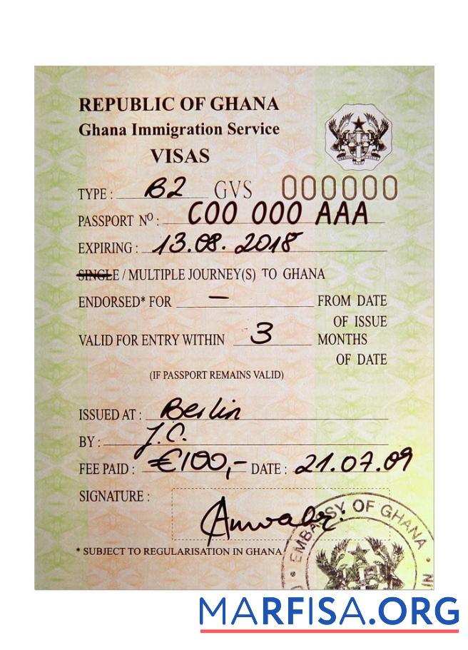 Blank Ghana visa example